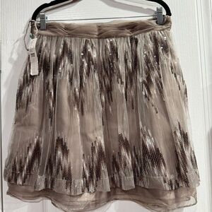 ANTONIO MELANI Shimmering Taupe and Silver Skater Skirt